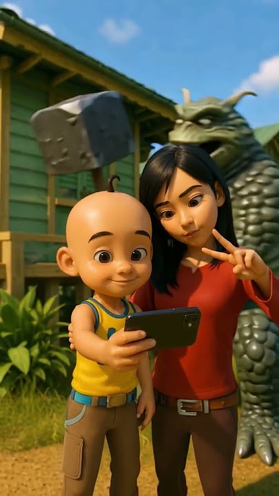 lagi asik foto upin dan kak ros Eh malah ada MONSTER 😱 #upinipin #trendingshorts #funny
