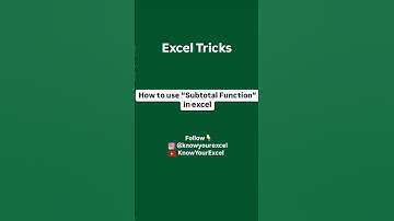 Subtotal Function in excel #exceltips #exceltricks #spreadsheet #exceltutorial