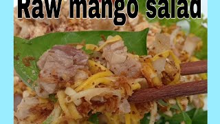 How to make Raw mango salad  with (pork or Chicken) , the best mango salad, Khmer food