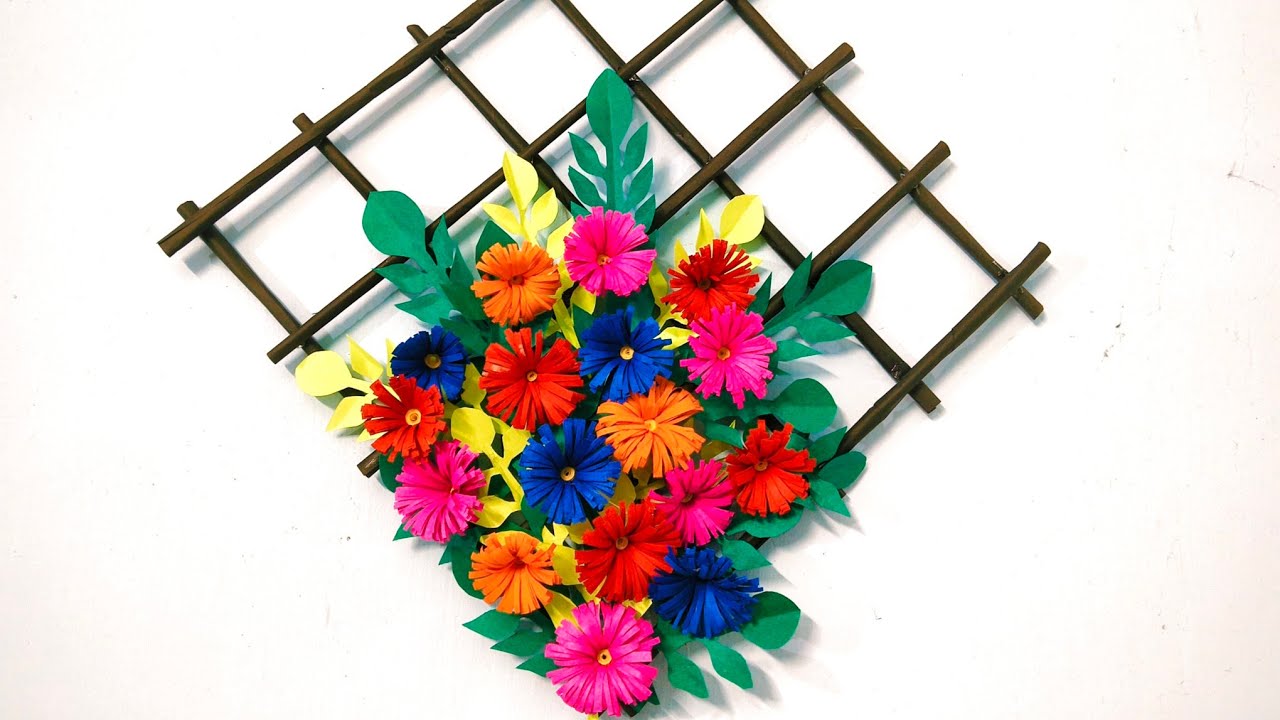 Easy and beautiful paper flower wall hanging craft