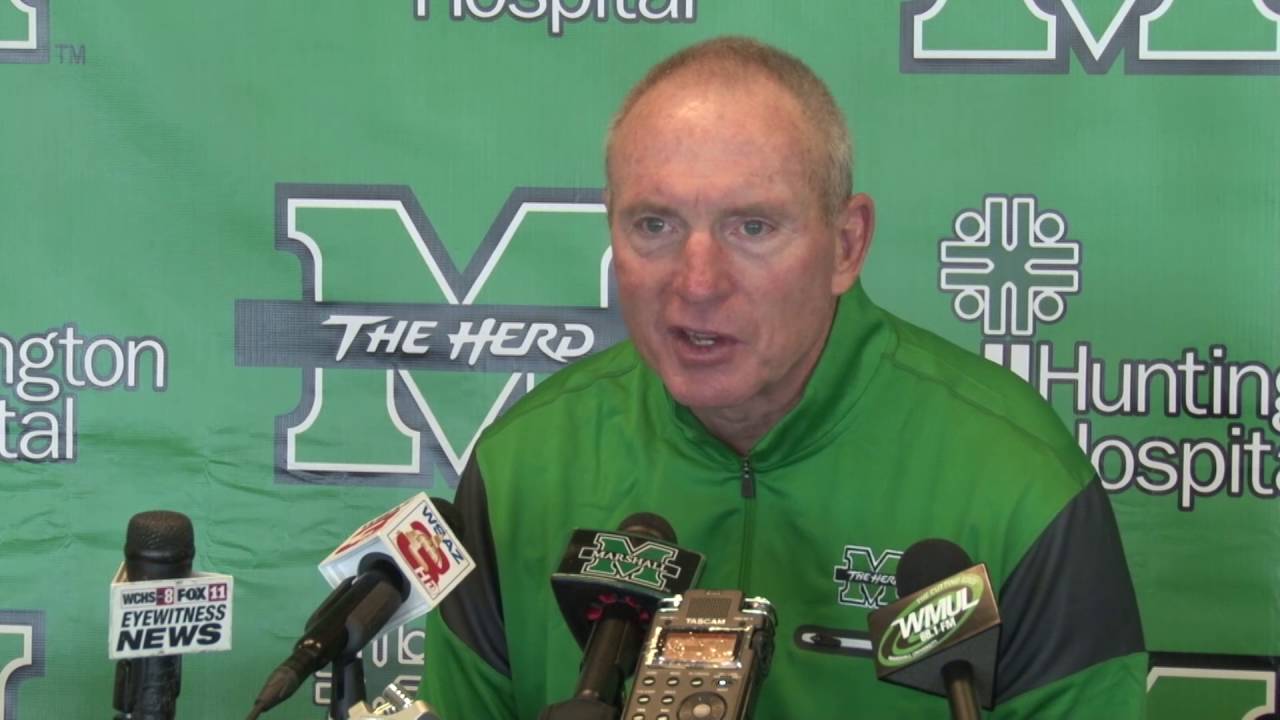 Marshall Football Coach Doc Holliday Pre FAU Press Conference YouTube