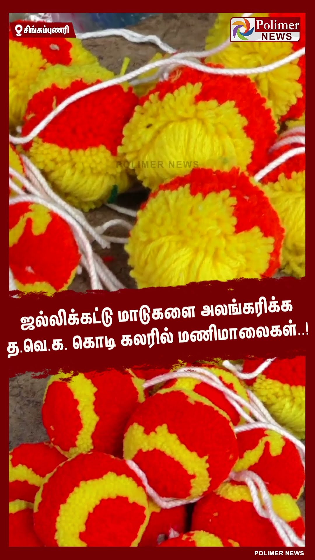 ஜல்லிக்கட்டு மாடுகளை அலங்கரிக்க த.வெ.க. கொடி கலரில் மணிமாலைகள்..!  #shorts