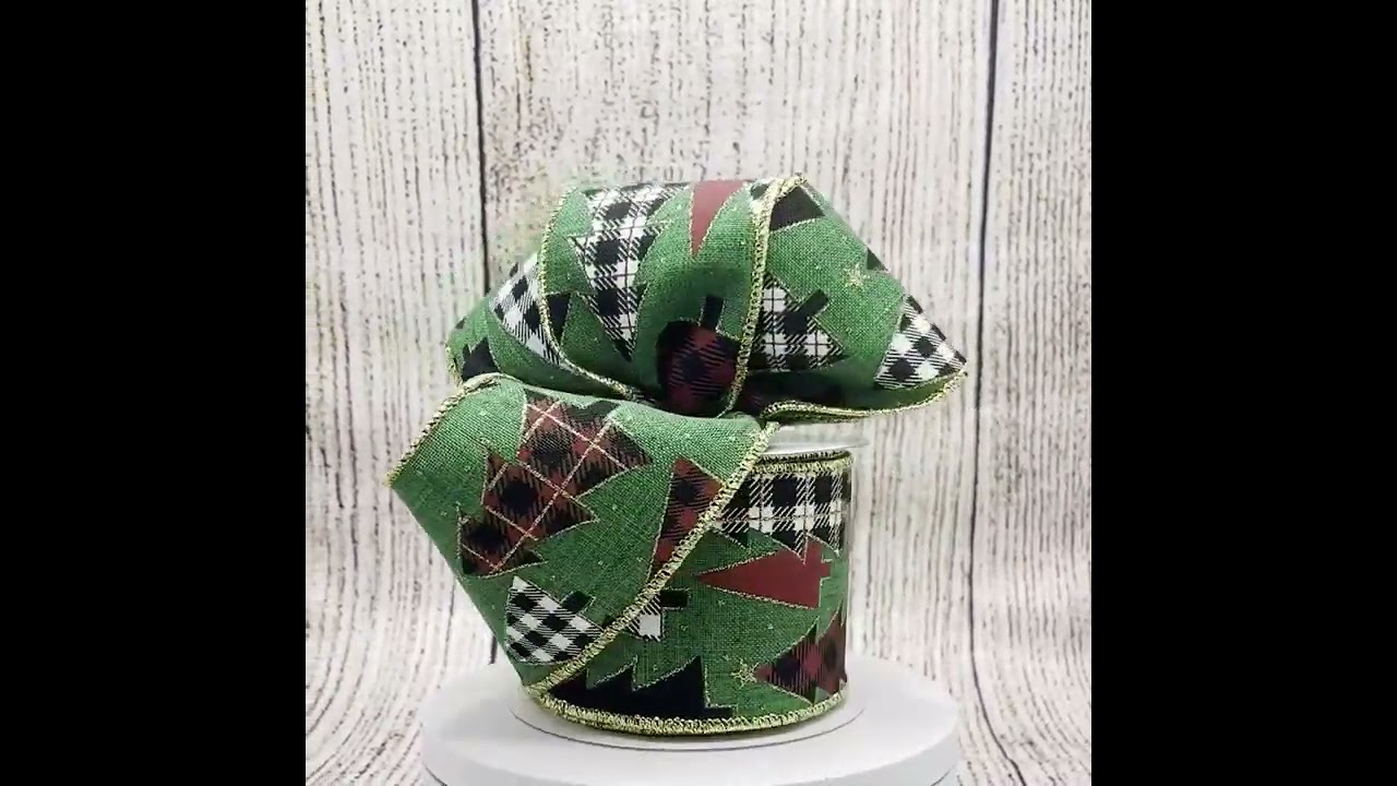 Christmas Tree Check Buffalo Plaid Canvas Wired Ribbon - 2.5 in x 10 yards  RGB105706