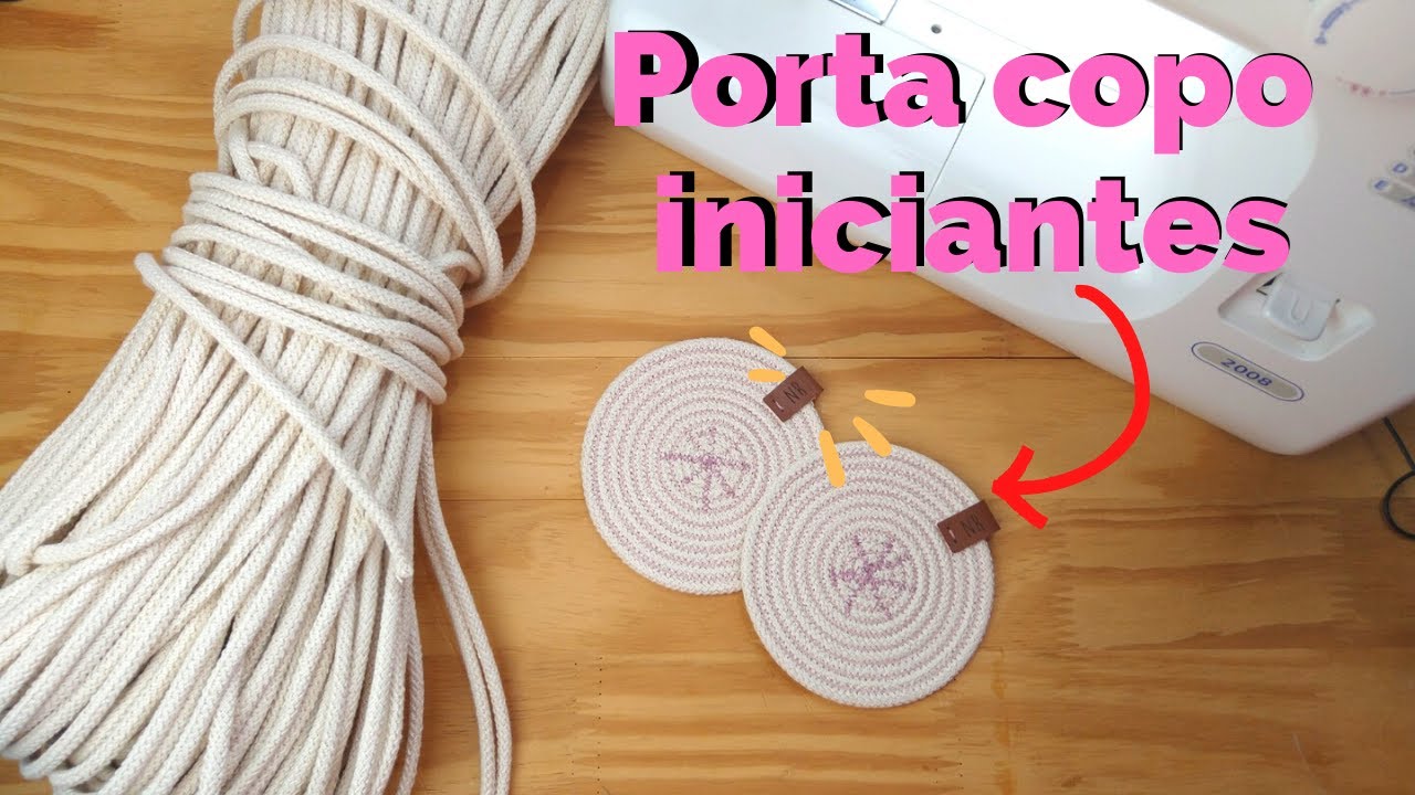 Porta copo de cordão - Para INICIANTES NA CESTARIA em CORDÕES -  Comece por aqui - Novelo Rosa