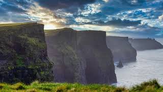 Deep sleep piano music: Stress relieving piano music with the cliffs of Moher in Ireland