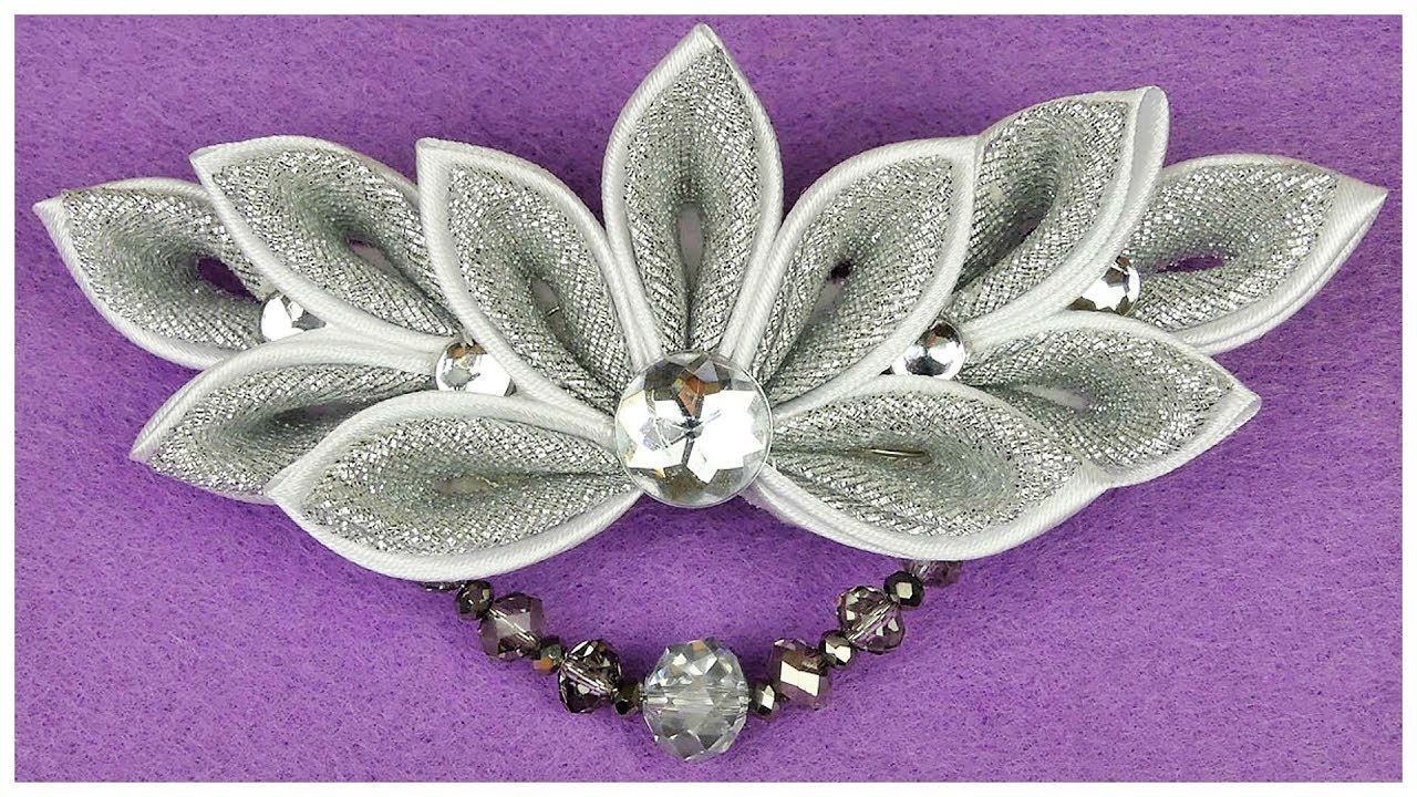 How To Make Kanzashi Wedding Hair Clip I Diy Kanzashi Flower I