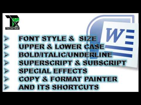 font style and its shortcuts in ms word in hindi - YouTube