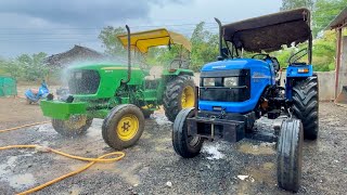 बाड़ के बाद सबसे पहले Washing My John Deere Sonalika 60 Rx Tractor मज़ा आ गया