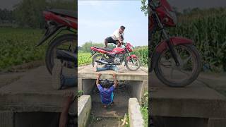 The Man Is Having Fun From Under The Bridge.