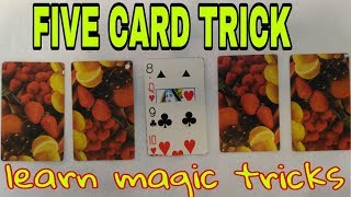 magic FIVE CARD how to show u friends tricks