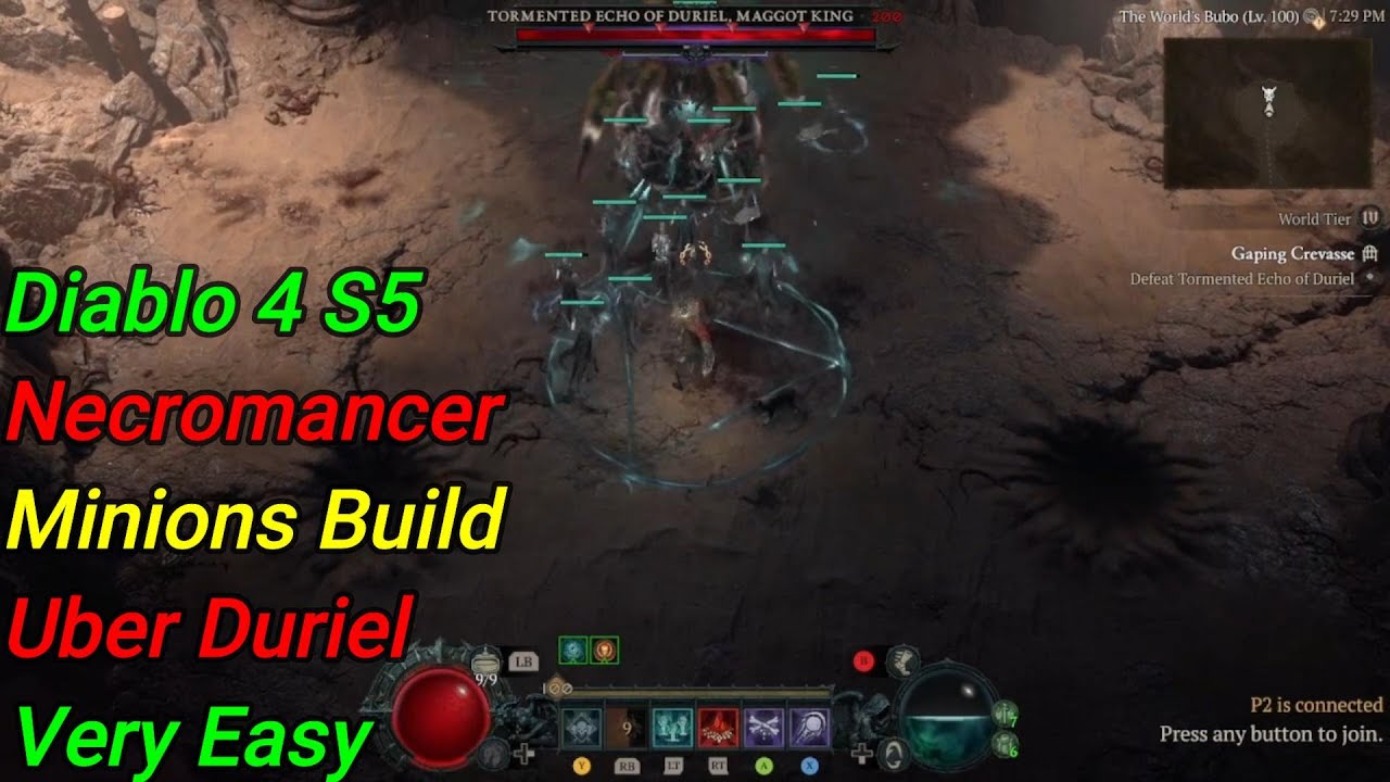 🎮Diablo 4 😊S5 😛Necromancer Minions Build 🙂Uber Duriel 😉Very Easy (Solo)😎