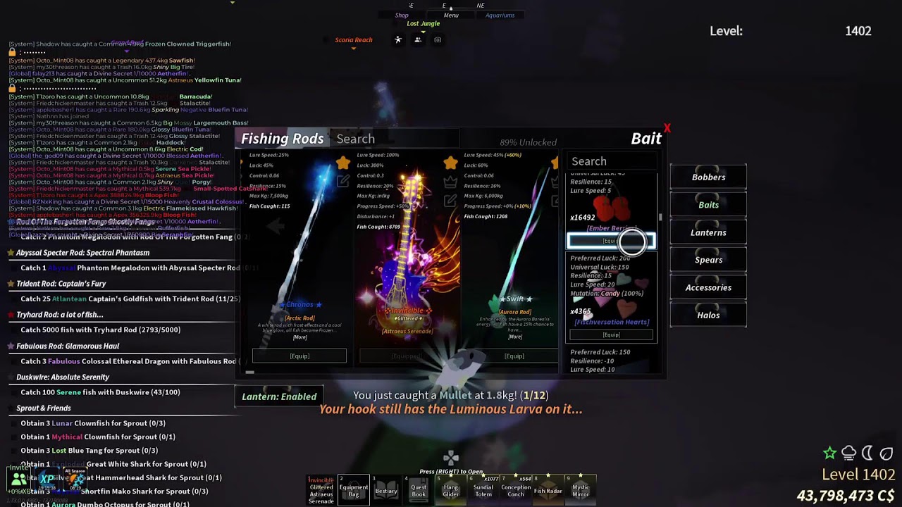 Fisch: Day 71 Grinding for Rare Rods & Compete the Bestiary