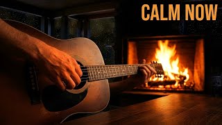 Fireplace Crackling & Acoustic Guitar 🔥 Warm Ambience for Deep Calm & Rest