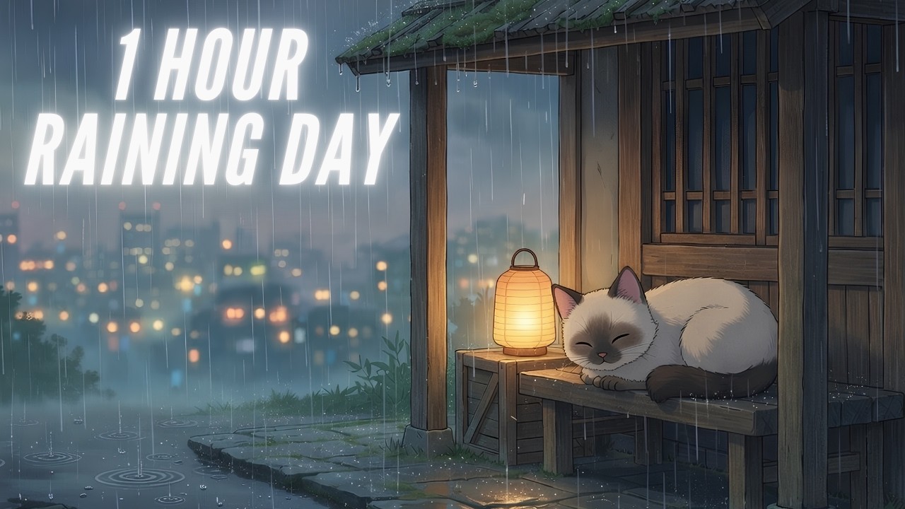 Sleepy Cat in the Rain 🌙✨ | Peaceful Ghibli Night Ambience