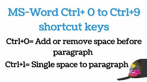 MS-Word Ctrl+ 0 to Ctrl+9 shortcut keys | MS Word Ctrl+ numbers keys| MS Word Ctrl keys|number keys