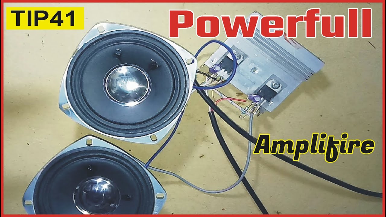 Stereo audio amplifier with TIP41 transistor