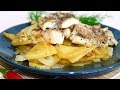 Минтай в духовке с картошкой и луком