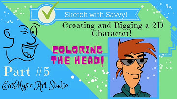 Blender  Animation Tutorial - Rig a 2D Character! Part 5 - Coloring the Head! (Grease Pencil)