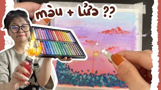 Thử Vẽ Lại Tranh Màu Sáp Nổi, Đốt Màu Để Vẽ ??? Beisme