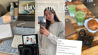 8AM productive day in my life as a college student & content creator 💌