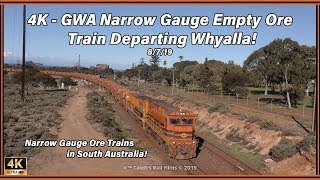 4K - GWA Narrow Gauge Empty Ore Train Departing Whyalla 8/7/19