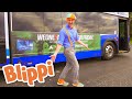 Blippi explores a bus  cars trucks  vehicles cartoon  moonbug kids