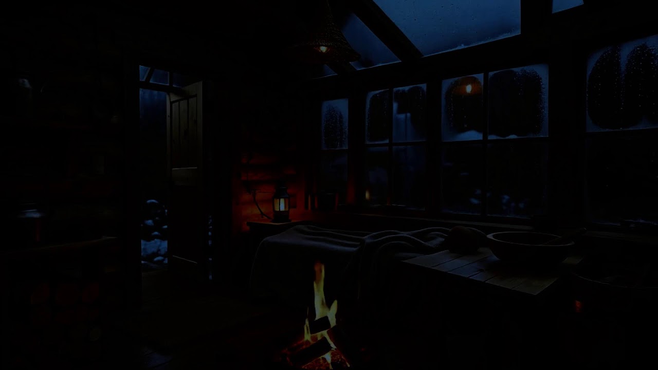 Heavy Rainstorm Sounds with Soft Fireplace Sounds for Insomnia Relief