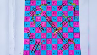 How to draw Snake ladder Board game on paper | Easy | Step By Step | Monika Bisht Arts