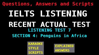 IELTS Listening Recent Actual Tests - Test 7 - Section 4 (Penguins in Africa)