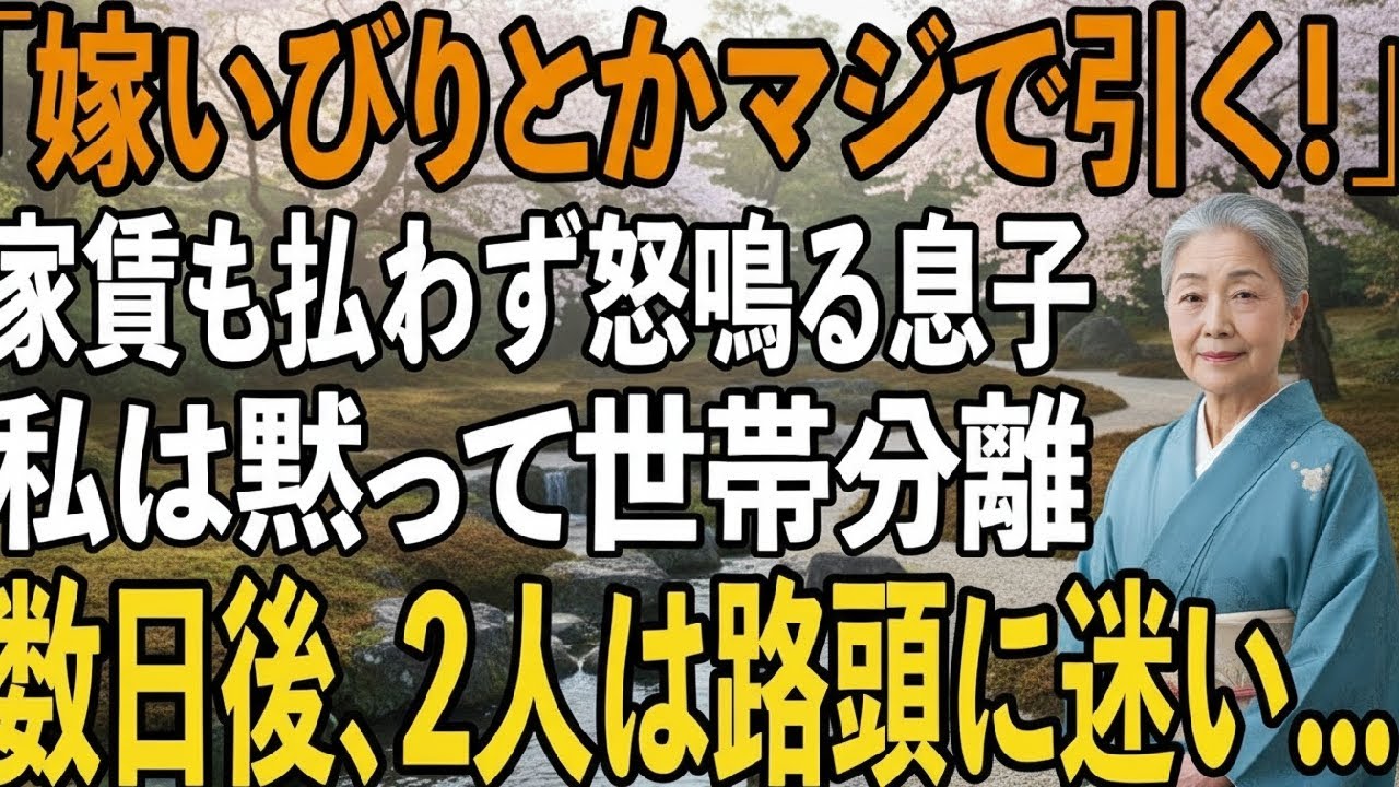「嫁いびりとかマジで引くわ」家に1円も入れず文句ばかりの息子。その夜、私は黙って世帯分離の手続きを済ませ一生のお別れをした結果【シニアライフ】【60代以上の方へ】