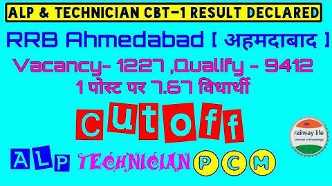 RRB Ahmedabad alp CBT1 Result & Cutoff