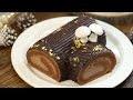 Bánh cuộn socola trang trí kiểu khúc cây Giáng Sinh | Chocolate yule log recipe