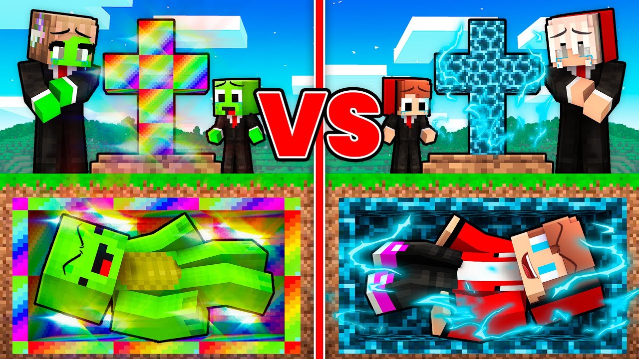 JJ and Mikey : RAINBOW vs STORM Grave Buried Alive Battle in Minecraft - Maizen