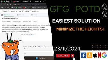 Minimize the Heights I | gfg potd today | POTD | GFG Problem of the Day | C++ |