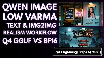 Qwen Image Low-VRAM: Text & Img2Img + Realism in ComfyUI (Q4 GGUF vs BF16)