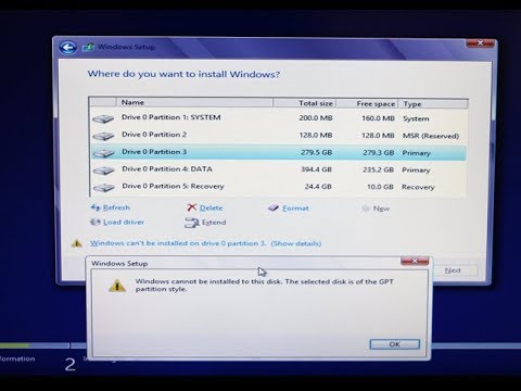 حل مشكلة Windows Cannot Be Installed To This Disk عند تسطيب