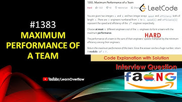 1383. Maximum performance of Team 🔥🔥| Java | Explanation w/ Code | @LearnOverflow