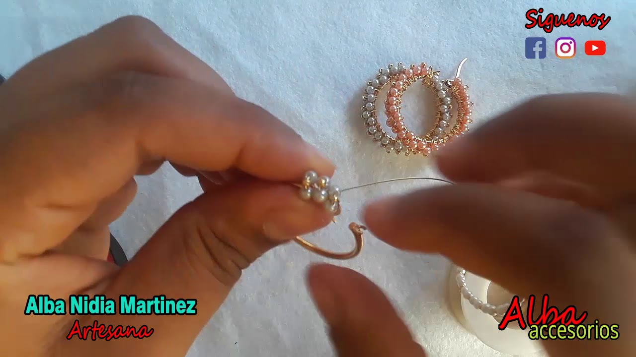 Argollas En Acero Inoxidable decorada con Perlitas SUPER FÁCIL y Elegante