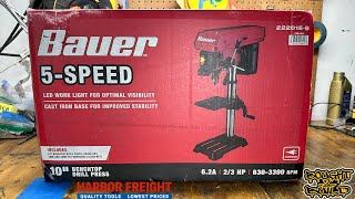 BAUER DRILL PRESS TEST AND REVIEW + SETUP  ( 10" 5 SPEED )