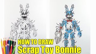 How to draw Scrap Toy Bonnie, FNAF, Как нарисовать Скрап Той Бонни, ФНАФ