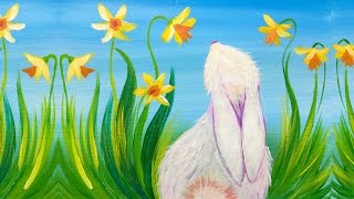 acrylic painting beginners spring bunny simple daffodils canvas easter theartsherpa sherpa