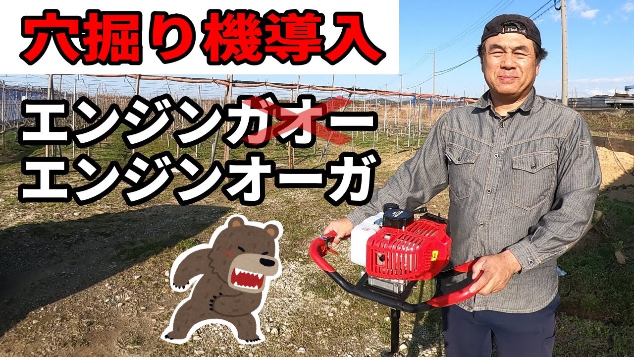 畑をエンジンオーガで穴掘り その理由と効果について解説 いちじくVlog 