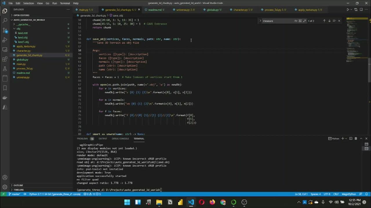 Auto generate Random 3D Terrain in python - YouTube