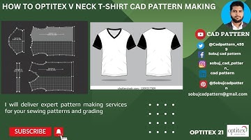 how to make V Neck t-shirt cad pattern Optitex21 Tutorial | Bangle tutorial