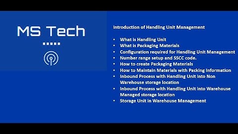Handling Unit Management- Part 1