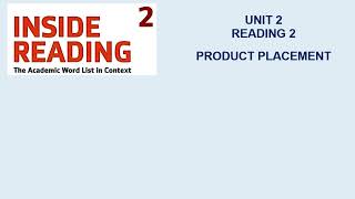 UNIT 2 READING 2 PRODUCT PLACEMENT