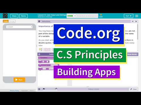 User Input and Strings Lesson 6.4 Tutorial with Answers Code.org CS Principles