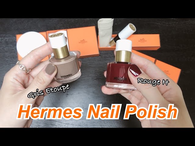 Hermes Nail Polish Try-on  #80 Gris Etoupe & #85 Rouge H 