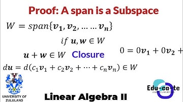 Proof: The span of vectors is a subspace - Linear Algebra II
