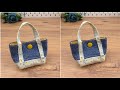 The Cutest Mini Denim Tote Bag Sewing Idea 💙 #MiniDenimBag #SewingDIY #FabricScraps